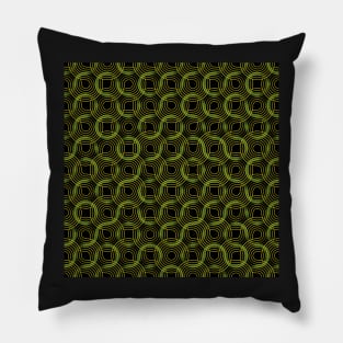 Truchet - Abstract curves black / green Pillow