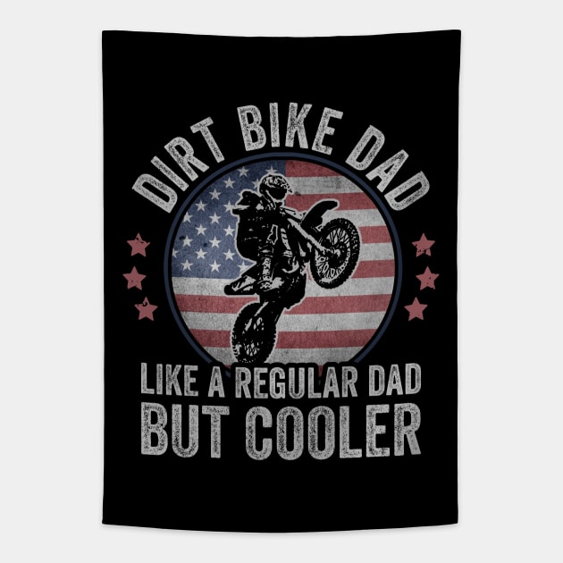 Dirt Biking USA Dirt Bike Dad Motocross American Flag Tapestry by Visual Vibes