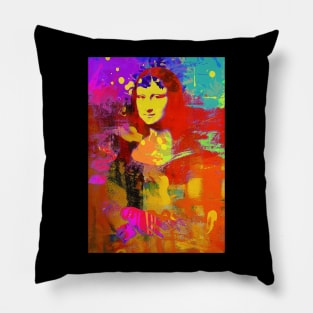 Mona Lisa Colorful Pop Art Pillow