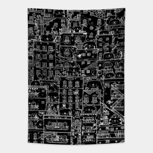 Cats and the city.first edition.white Tapestry