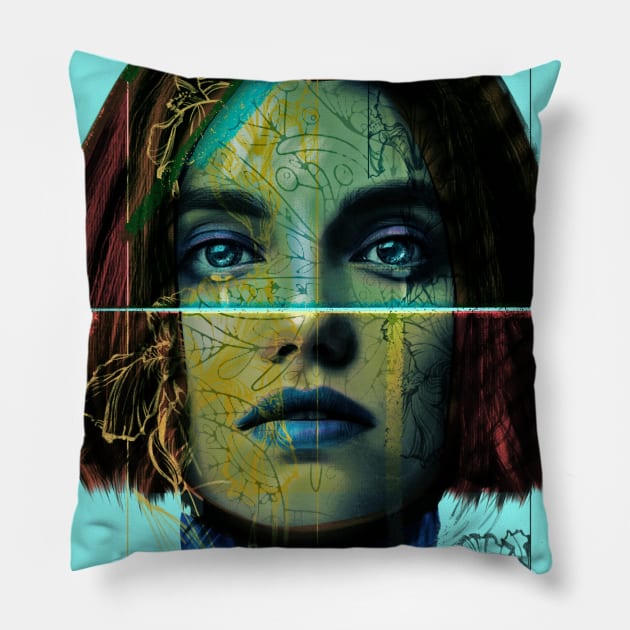 colorful eyes collage Pillow by Handan