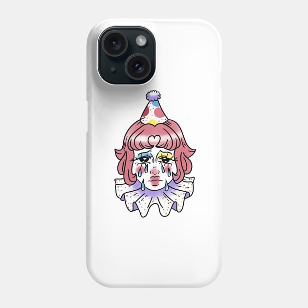 crying girl clown with pink hair Phone Case by saraholiveira06