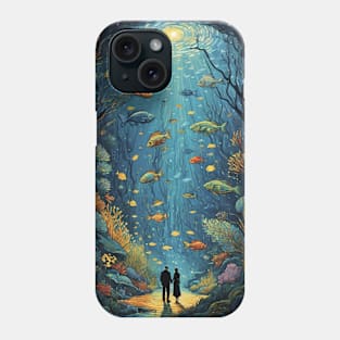 Starry Night Serenade: Van Gogh-Inspired Oceanic Harmony with Loving Couple Phone Case