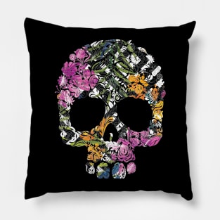 Tropical Floral Skull Pillow