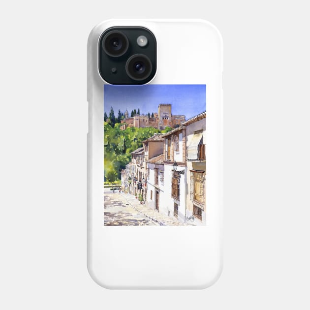 The Alhambra from Calle Victoria, Granada, Spain Phone Case by margaretmerry