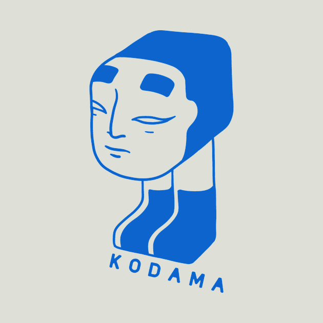 Not a traditional Kodama spirit, a ghost with onna men mask in blue ink by croquis design