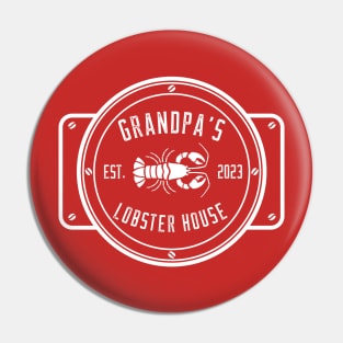 Grandpa's Lobster House White Design Pin