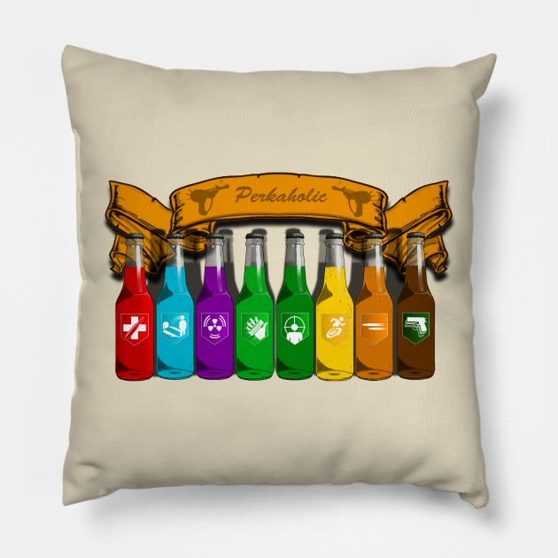 Zombie Perks Top Shelf Perkaholic on Crème Pillow by LANStudios