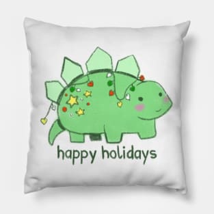 Cute green Christmas dinosaur Pillow