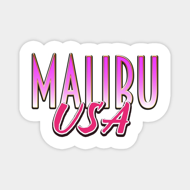 Malibu USA vintage text Magnet by nickemporium1