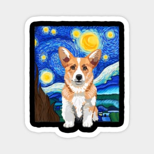 Corgi Dog Lover Starry Night Dog Corgi van gogh Magnet