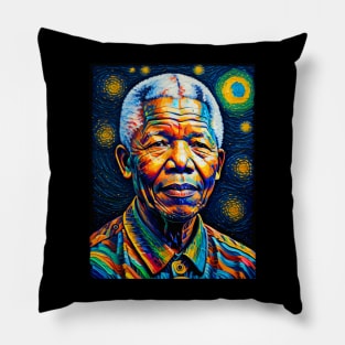 Nelson Mandela in starry night Pillow