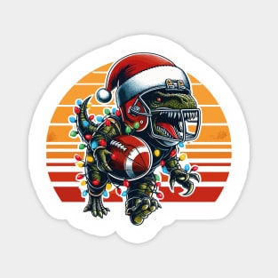 American Football T-Rex Santa Hat Magnet