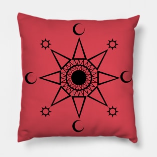 Sun mandala with moons Pillow