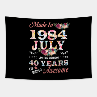 July Flower Made In 1984 40 Years Of Being Awesome Tapestry