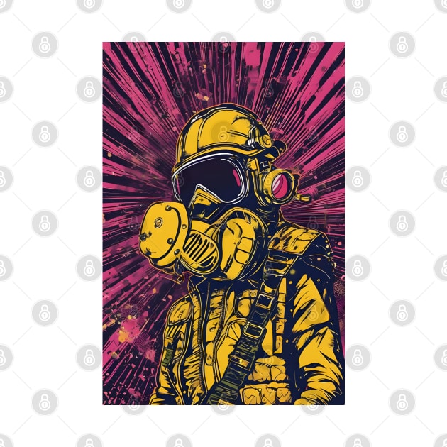 Atompunk gase mask aesthetic art by Spaceboyishere