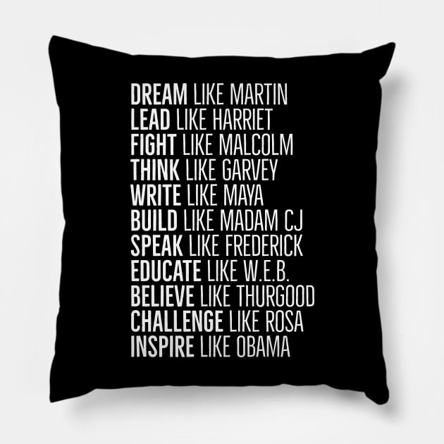 Black Heros, Black History, African American, Civil Rights Leaders Pillow by UrbanLifeApparel
