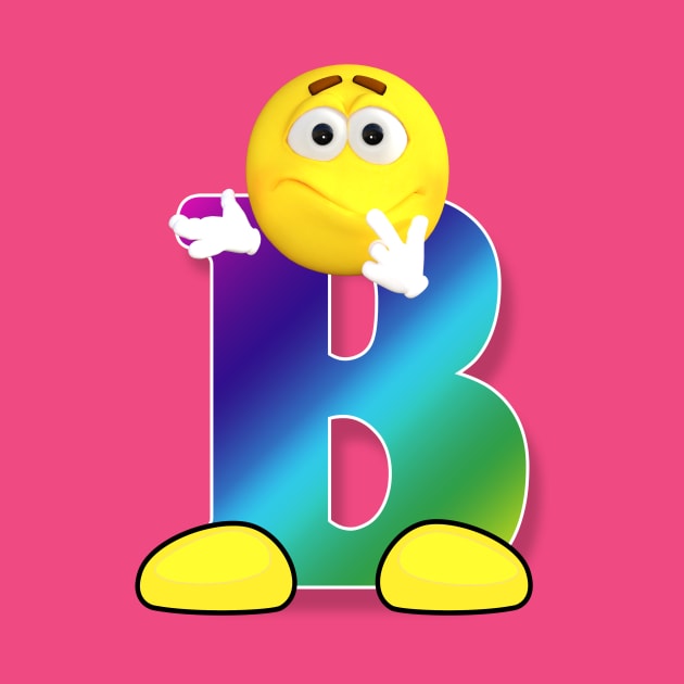 Letter B Alphabet Smiley Monogram Face Emoji Shirt for Men Women Kids by PatrioTEEism