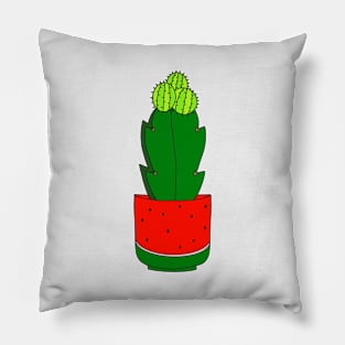 Cute Cactus Design #186: Cute Hybrid Cactus In Watermelon Pot Pillow