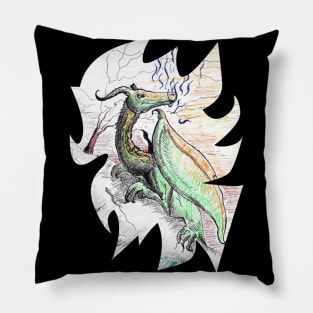 Dragon drawing #2 - vintage fantasy inspired designs Pillow