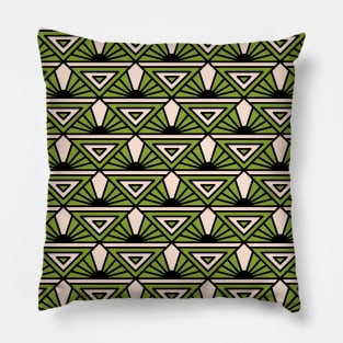 Art Deco Pattern No 76 - Green - Vintage Pattern Minimalist Pillow