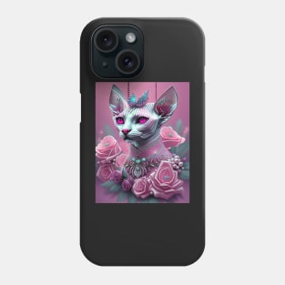 Enchanted Sphynx Queen Adorns Herself with Roses Phone Case