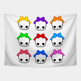 Cute Skulls with Bows Tapestry