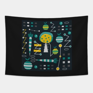 Mid-century carrots, apples and trees Tapestry