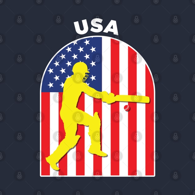 USA Cricket Batsman USA Flag by DPattonPD