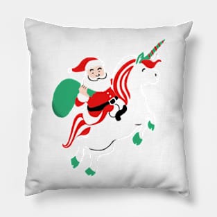 Santa On Flying Unicorn Funny Christmas Gift Pillow