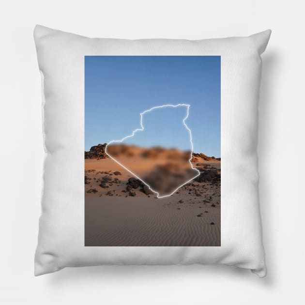 Algeria Country Map | Luminous Landscapes Pillow by Visitify