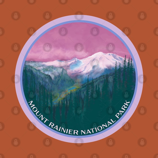 Mount Rainier National Park Impressionist Landscape Painting by Spatium Natura