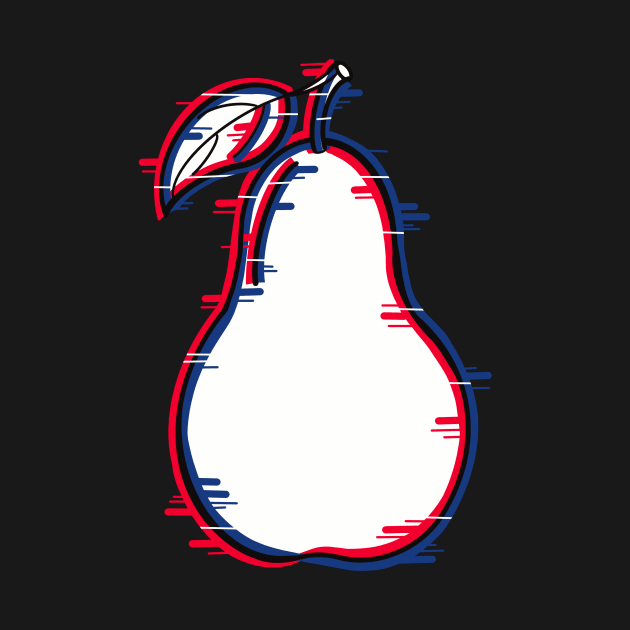 A pear fruit with a glitch effect by Fruit Tee