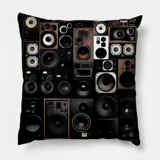 Remix - Vintage Speakers Mixed Media Collage Art Pillow