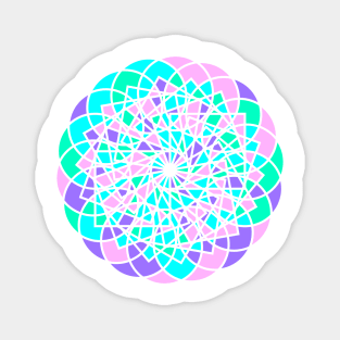 Geometric repeated elements in digital mandala in random bright neon colors Magnet