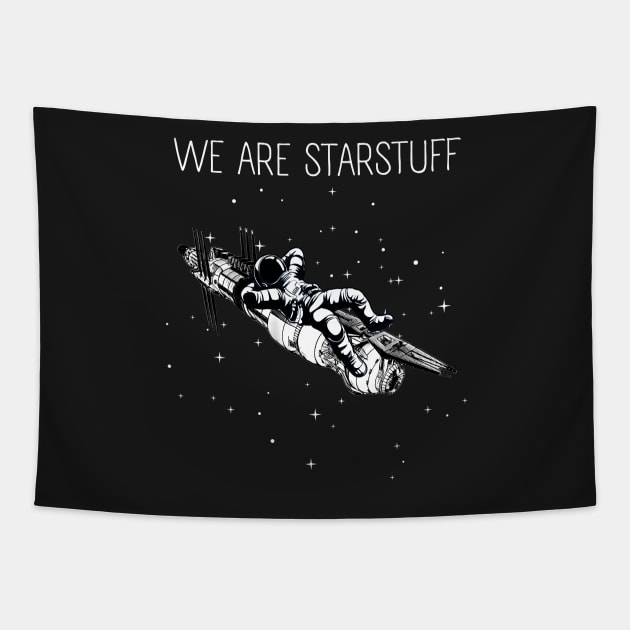 Copy of We Are Starstuff III - Astronaut - Space Station - Black - Sci-Fi Tapestry by Fenay-Designs