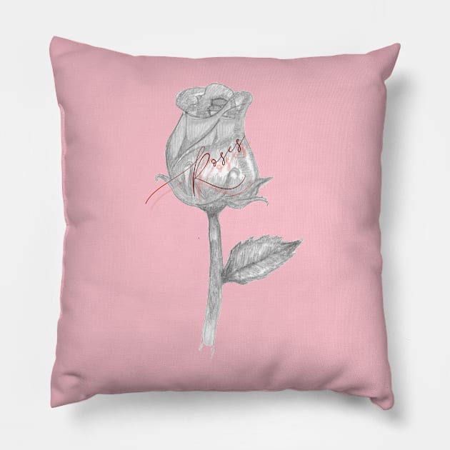 A Little Rose Sketch Pillow by mahdloart