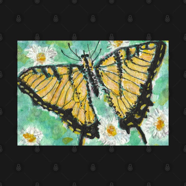 Yellow  butterfly  acrylic watercolor painting by SamsArtworks