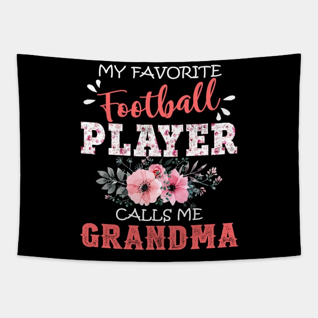 My Favorite Football Player Calls Me Grandma Floral Mother Gift  Tapestry by Kens Shop