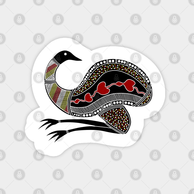 Aboriginal Art - Emu Red Magnet by hogartharts