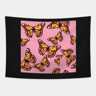 Monarch butterfly with pink Tapestry