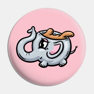 Elephant Cute Coffee Cup Cartoon Illustration Pin