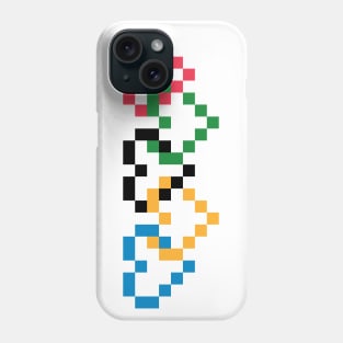 Pixel Heart Shaped Olympic Colored Linked Rings Phone Case