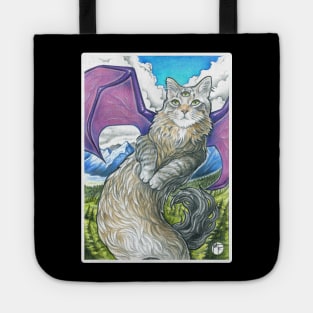 Dragon Cat -White Outlined Version Tote
