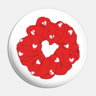 Red hair scrunchie with hearts Pin