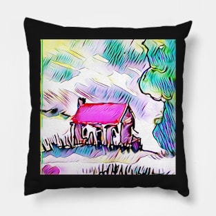 Cottage in new zealand Pillow