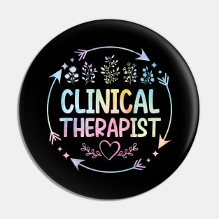 Clinical Therapist cute floral watercolor Pin