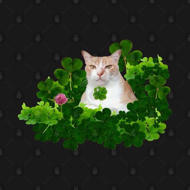 You Are My Lucky Charm (Kitty Holding 4 Leaf Clover) by leBoosh-Designs