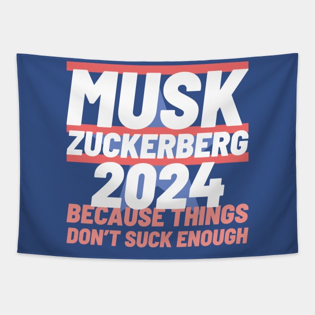 Musk Zuckerberg 2024 Presidential Election in the USA Tapestry by BuzzBenson