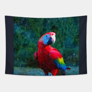 Red Macaw Parrot Tropical Bird Painting Tapestry